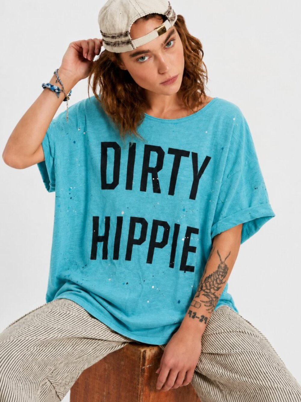JADED GYPSY DIRTY HIPPIE BLUE SPLATTER TEE